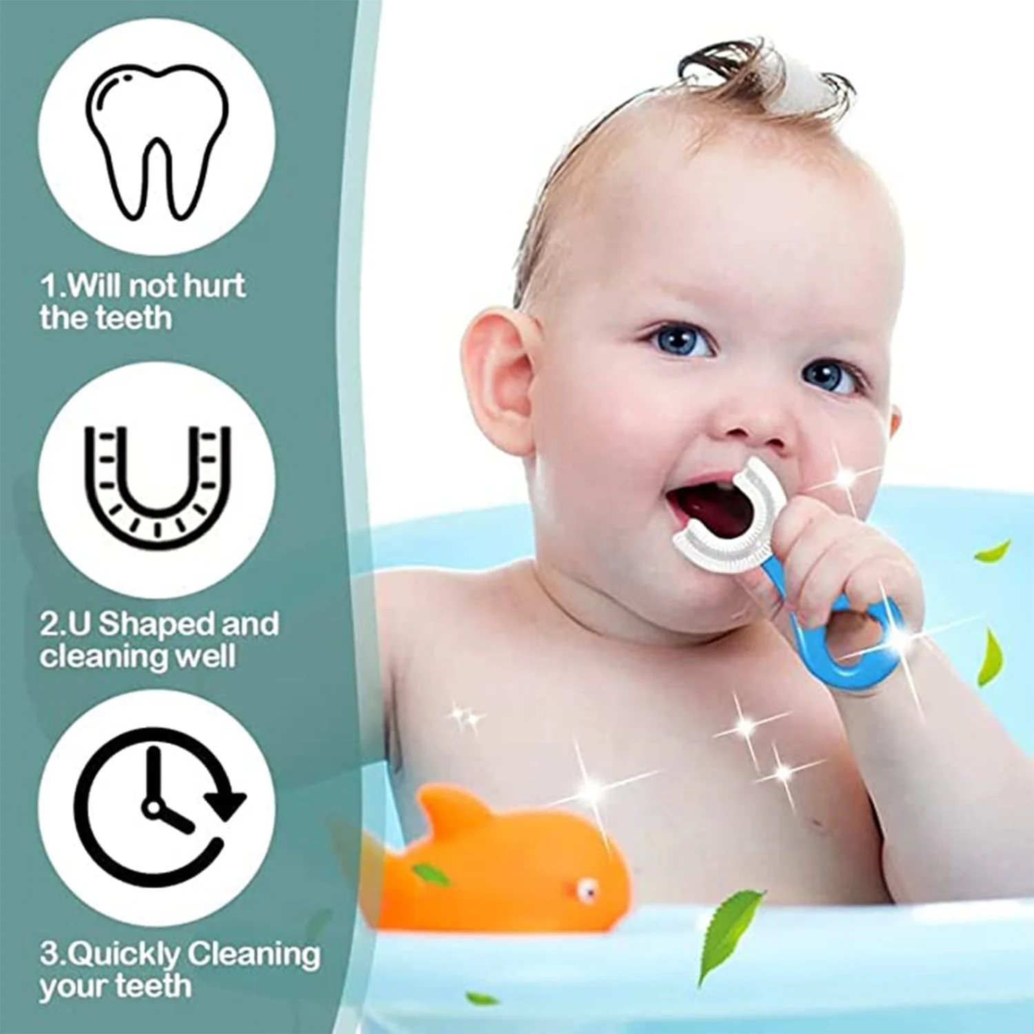 U-Shaped Kids Toothbrush (2–6 Years) with Ultra-Soft Food-Grade Silicone Head - Image 4