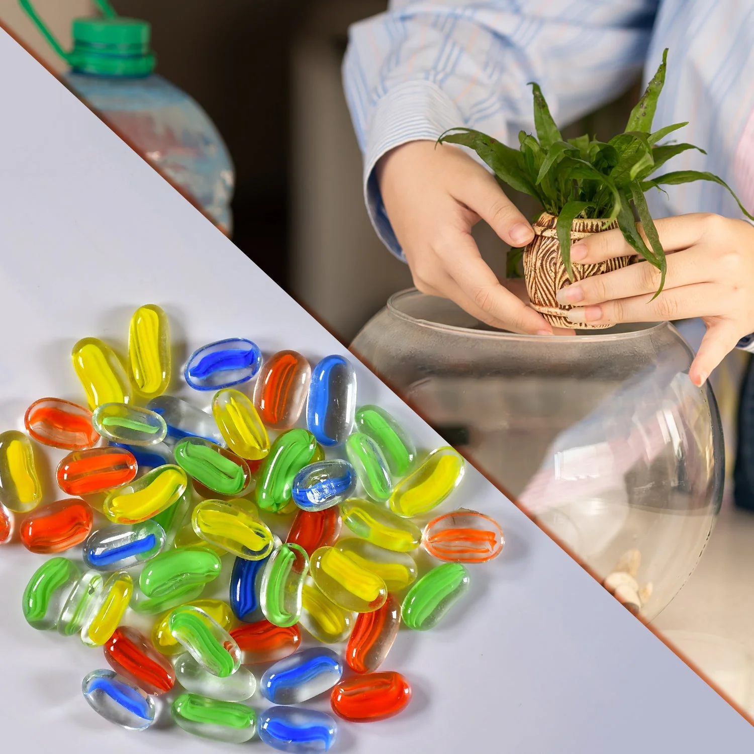 Glass Gem Stone, Flat Round Marbles Pebbles for Vase Fillers, Attractive pebbles for Aquarium Fish Tank. - Image 7
