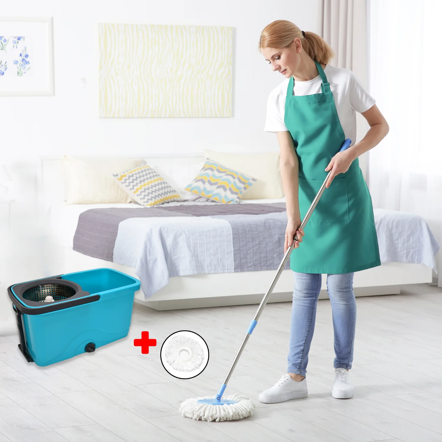 Quick Spin Mop – Plastic Floor Cleaner with Big Bucket & Easy Wheels - Image 6
