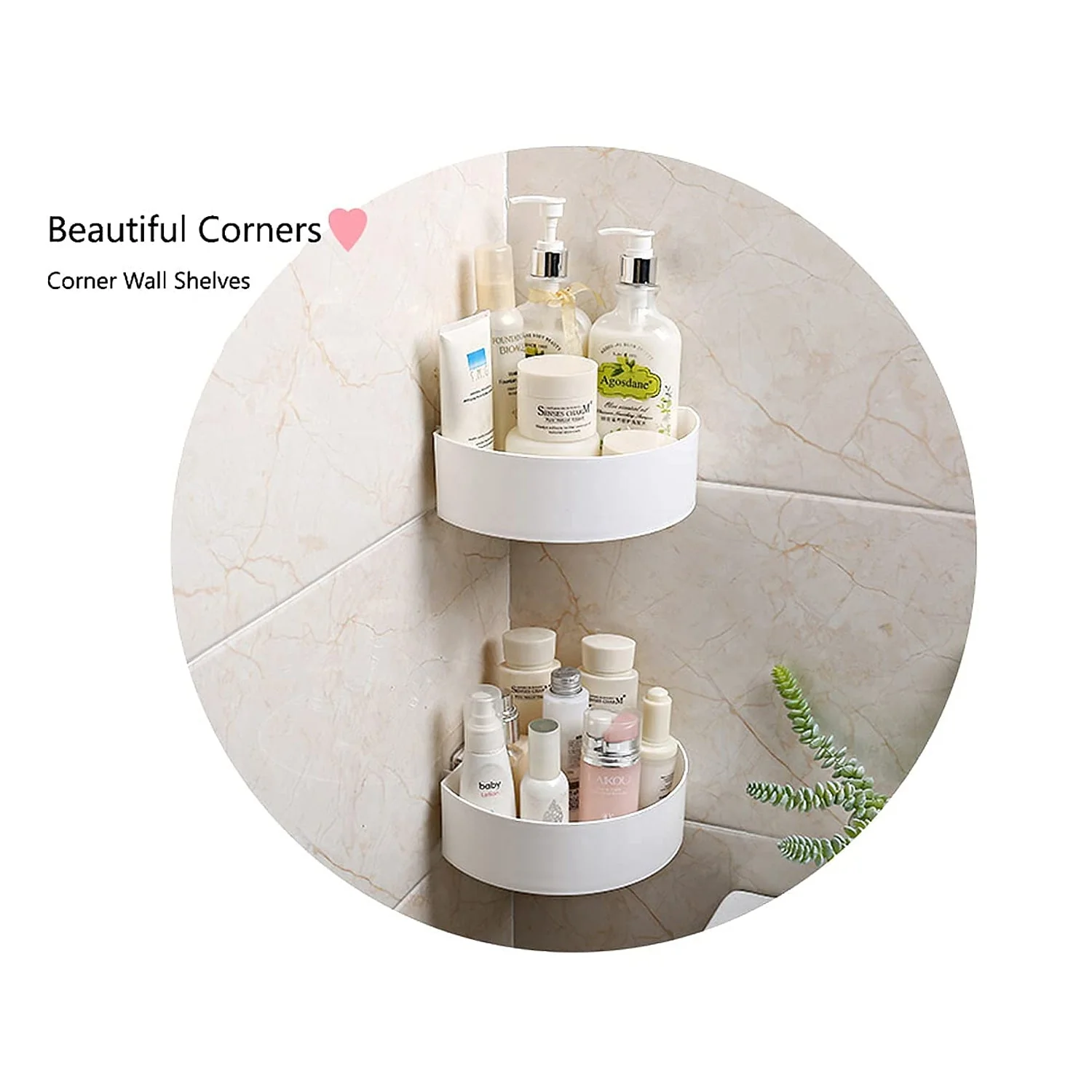 Corner Shelf Bathroom Kitchen Rack Self Adhesive Wall Mount Storage Basket - Image 9