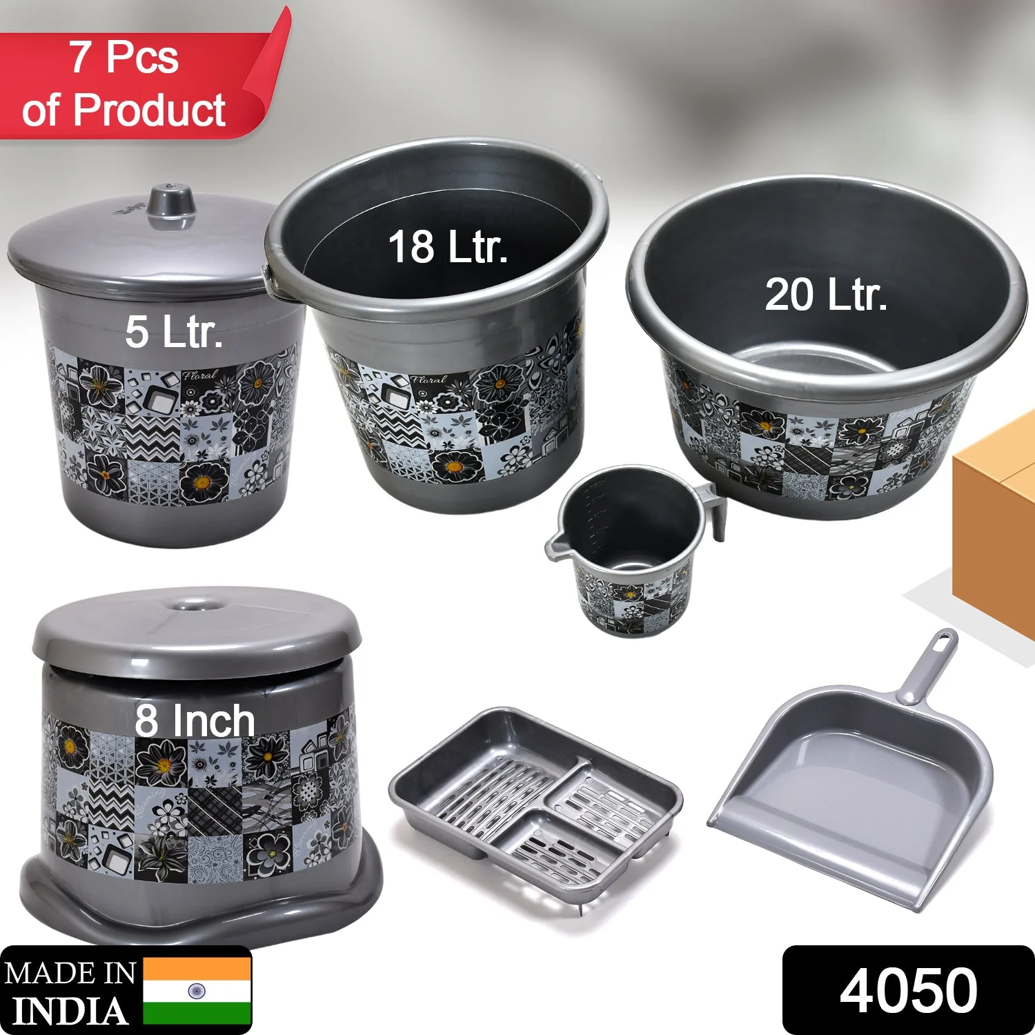 Large Capacity Plastic Bathroom Set of 7 Pc - Image 3