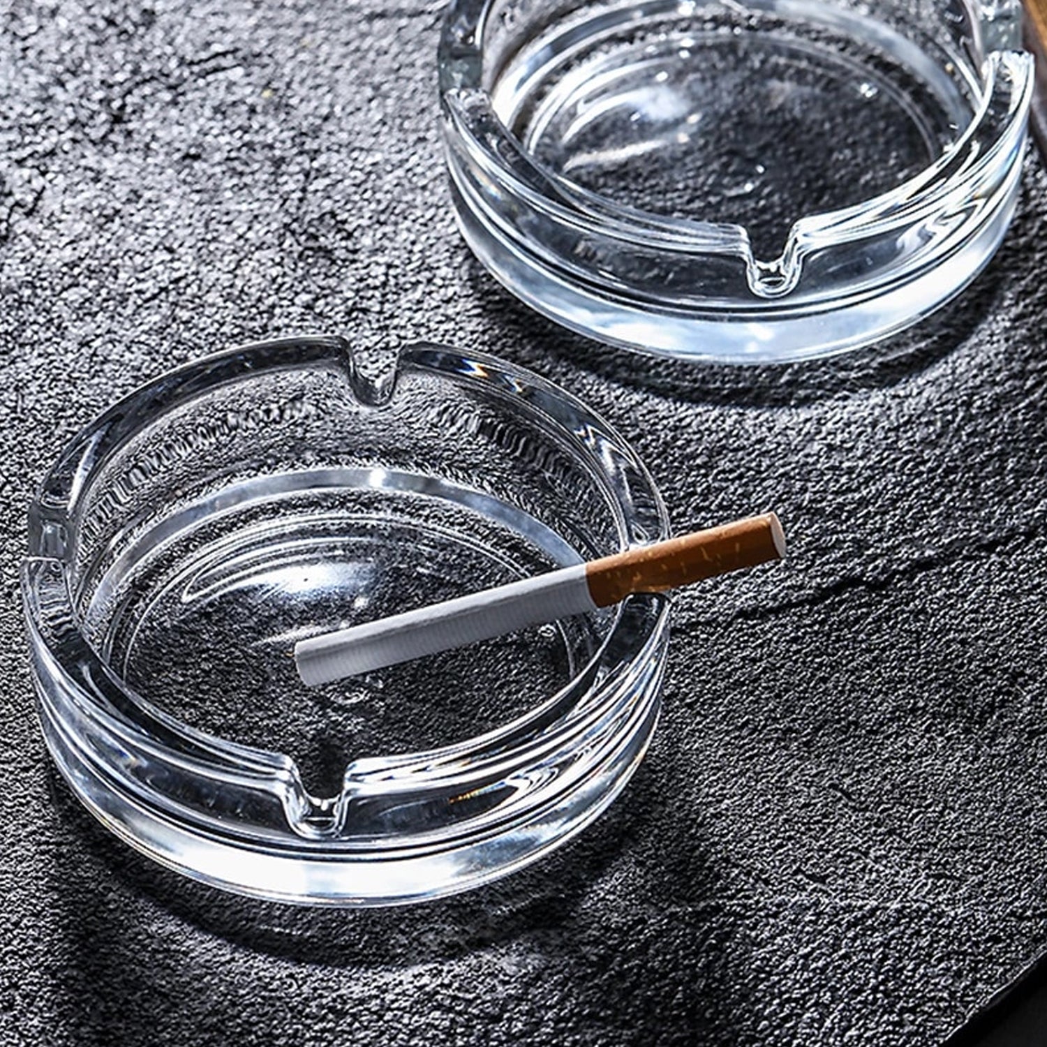 Glass Crystal Round Ashtray for Cigar & Cigarettes – Home & Office Table Decor - Image 9