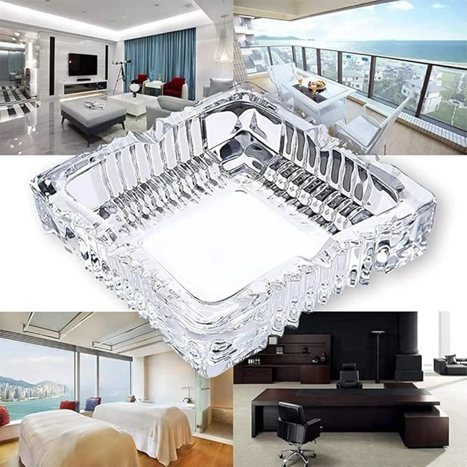 Square Glass Misti Crystal Quality Cigar Cigarette Ashtray - Image 8
