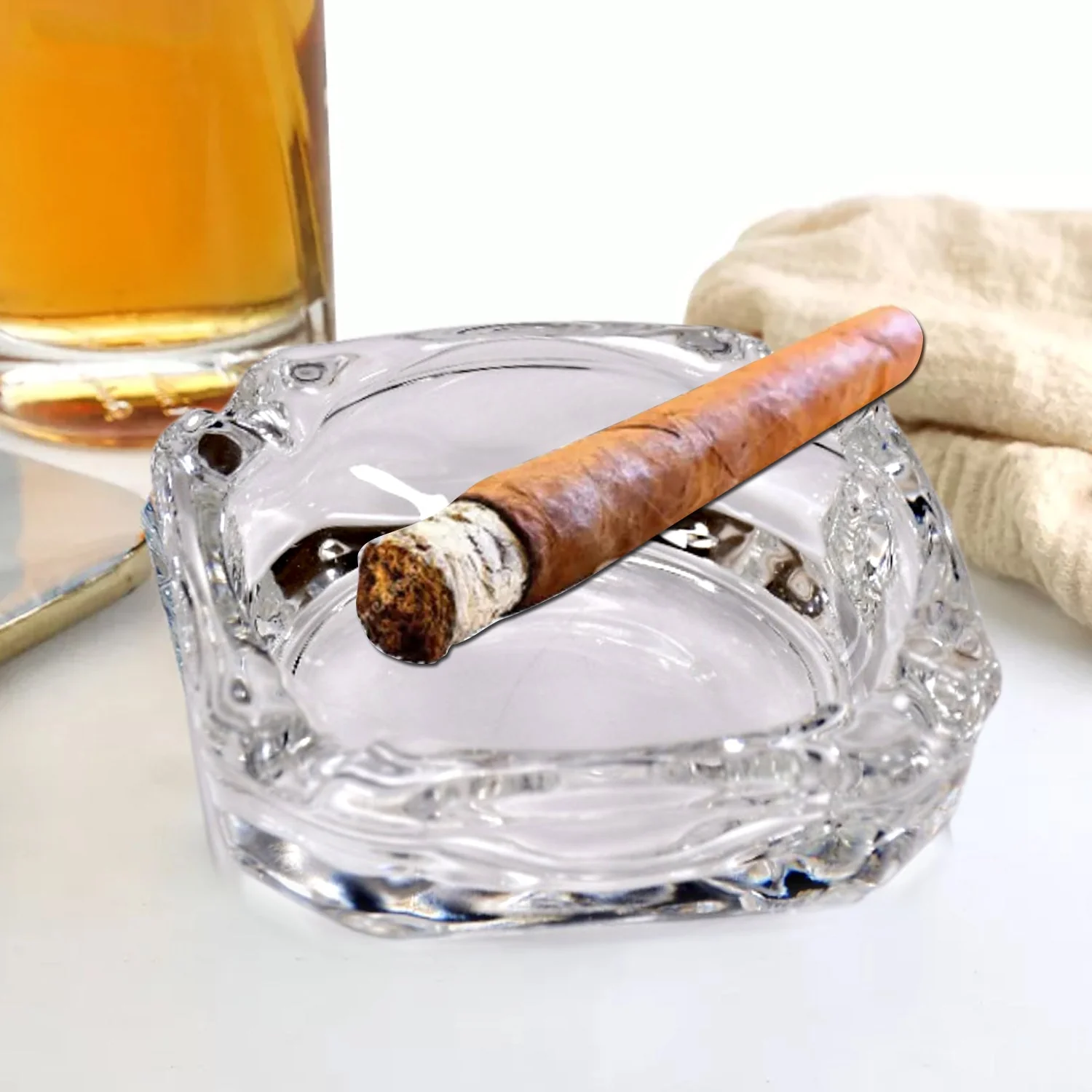 Glass Brunswick Crystal Quality Cigar Cigarette Ashtray - Image 12