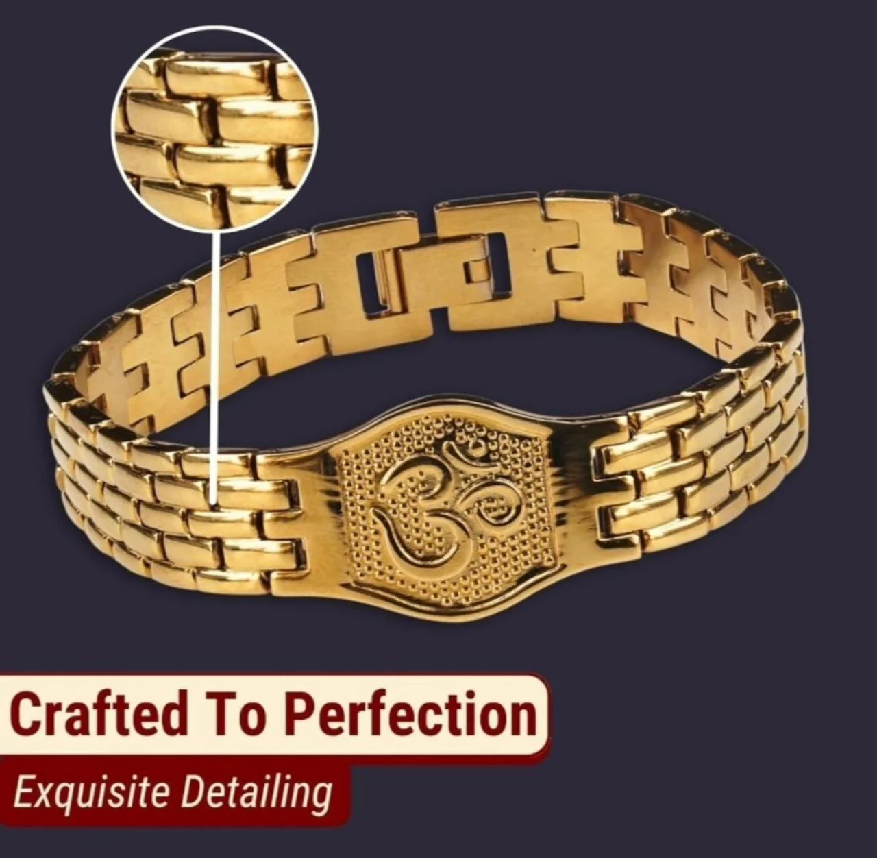 Om Premium Gold Brass Plated Bracelet | Spiritual Jewellery for Men &amp; Women - Image 5
