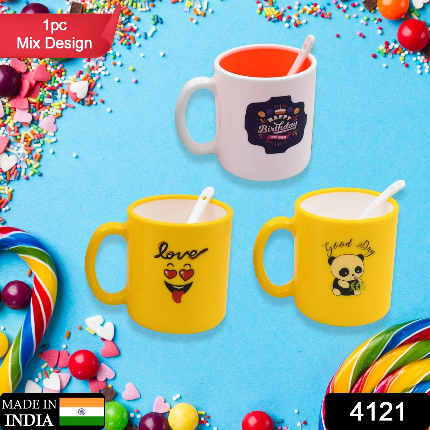 Mix Design & Color Coffee Mug With Spoon and box packing, Designer Mug with - Image 2
