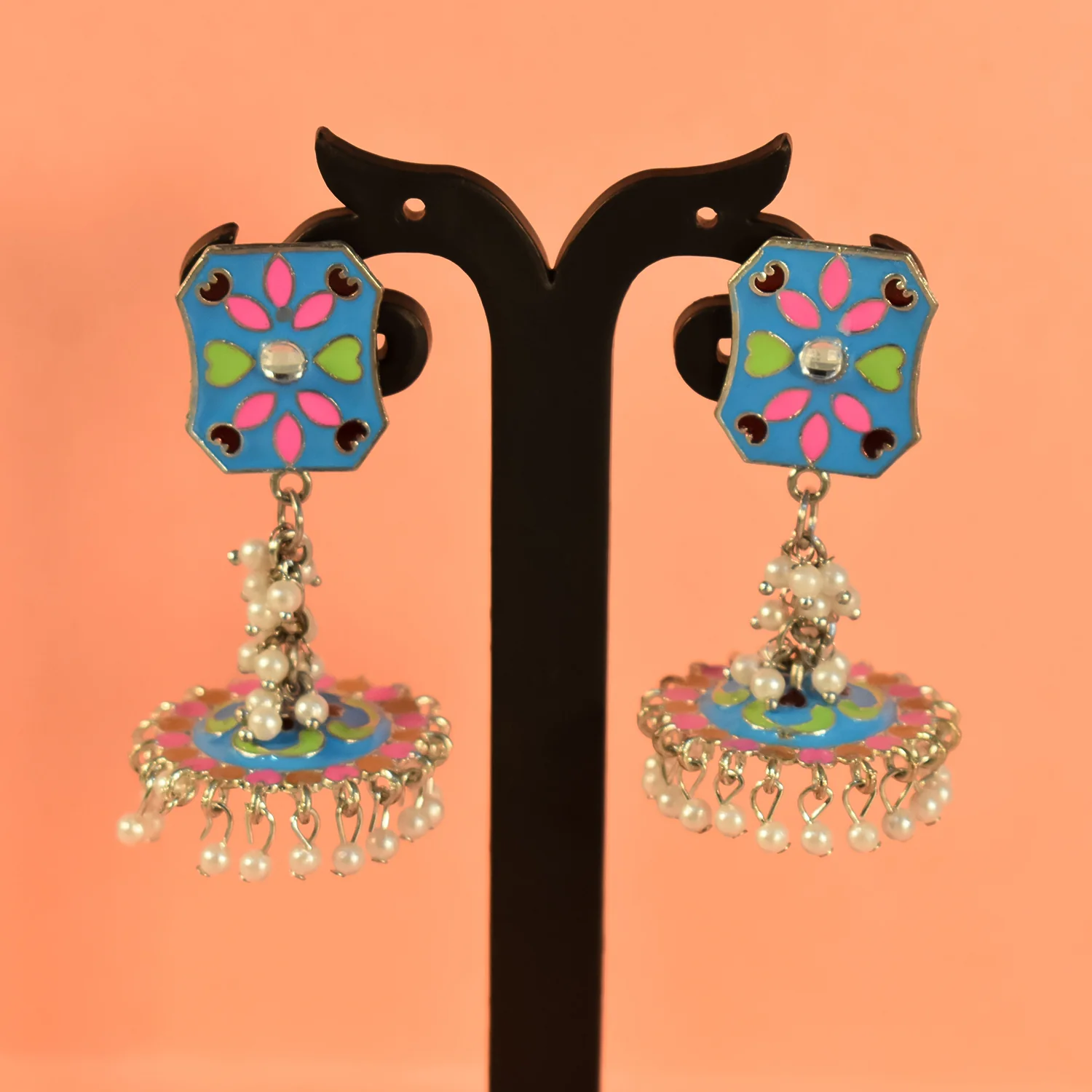 Exquisite Handcrafted Jumka Earring Set – Traditional Elegance Meets Modern Charm - Image 3