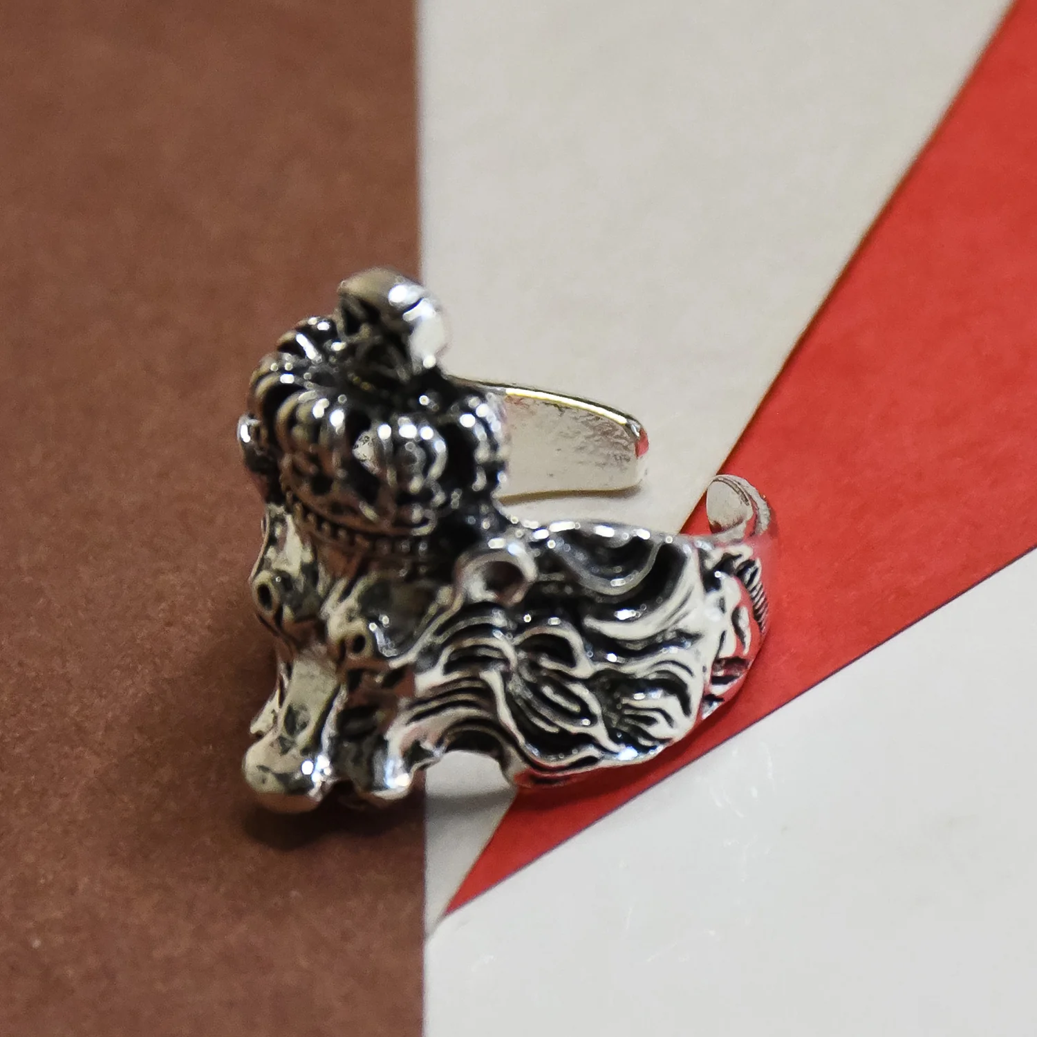 Silver Lion Head Ring - Image 2