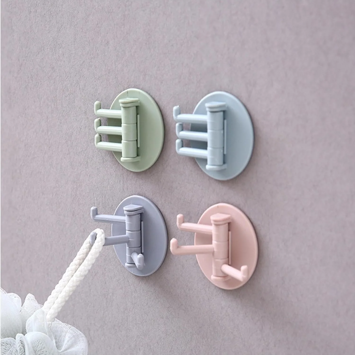 180° Rotating Punch-Free 3-Hook Sticky Hook – 1 Pc - Image 10