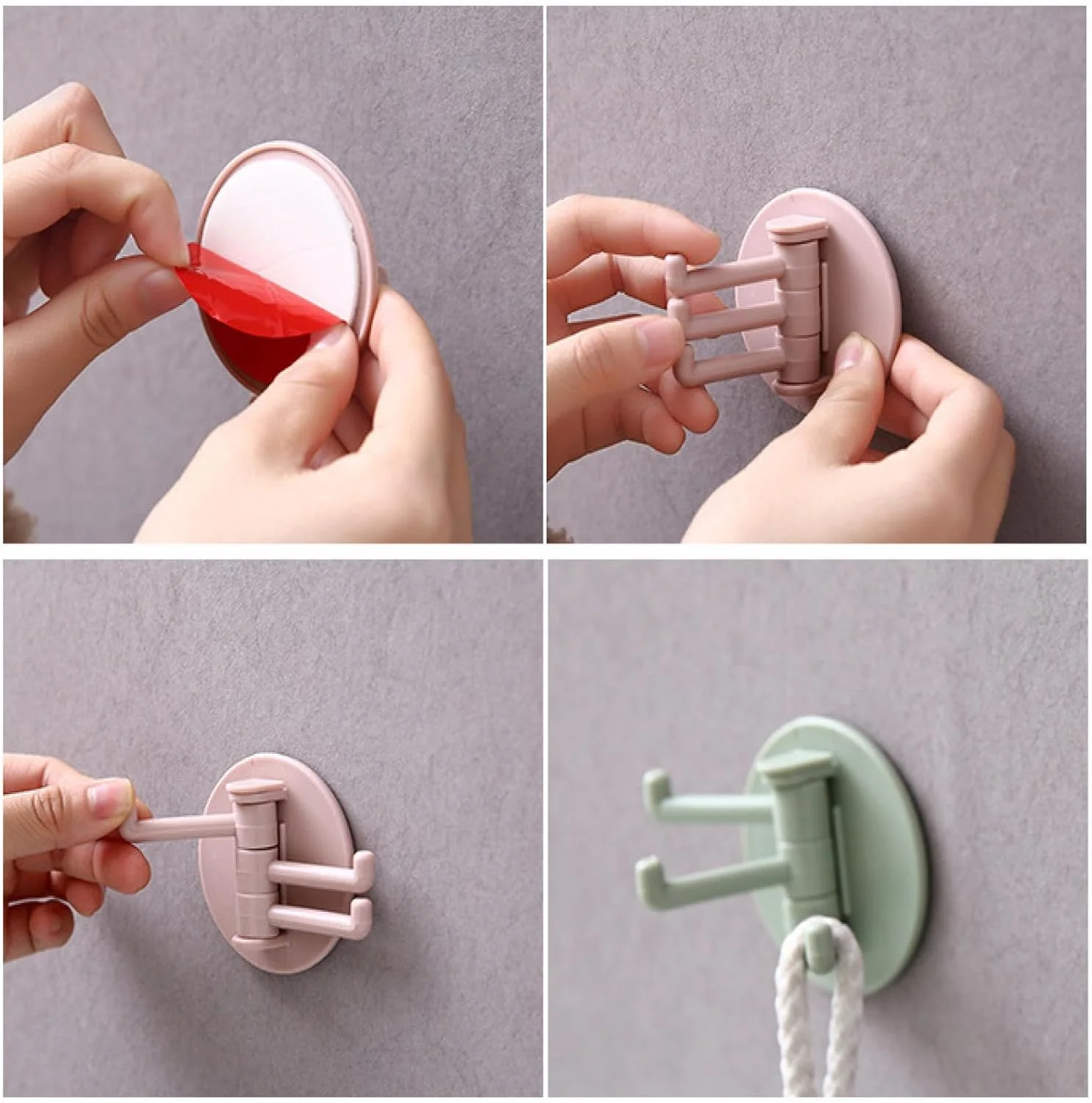 180° Rotating Punch-Free 3-Hook Sticky Hook – 1 Pc - Image 15