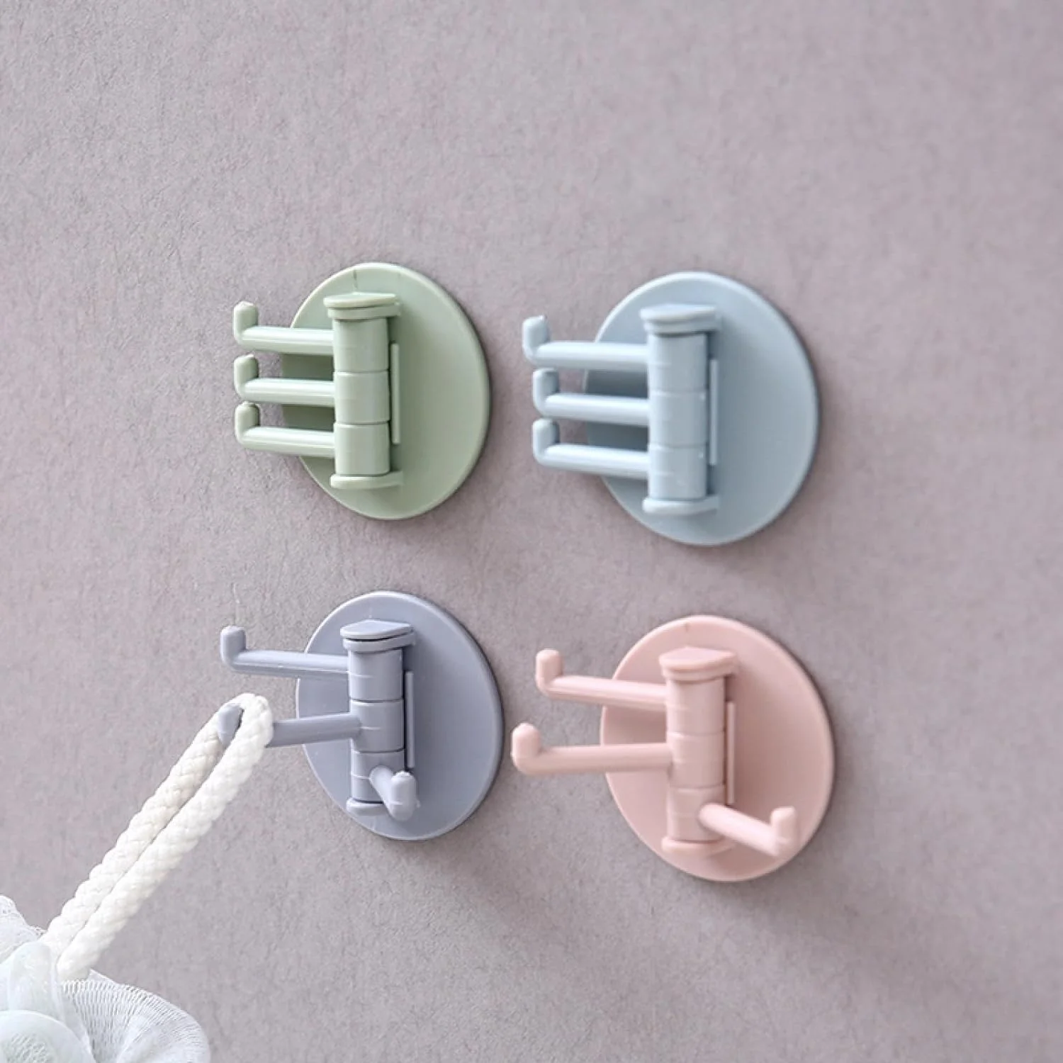 180° Rotating Punch-Free 3-Hook Sticky Hook – 1 Pc - Image 16