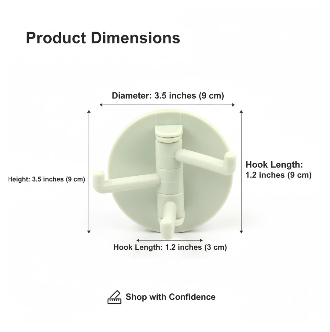 180° Rotating Punch-Free 3-Hook Sticky Hook – 1 Pc - Image 6