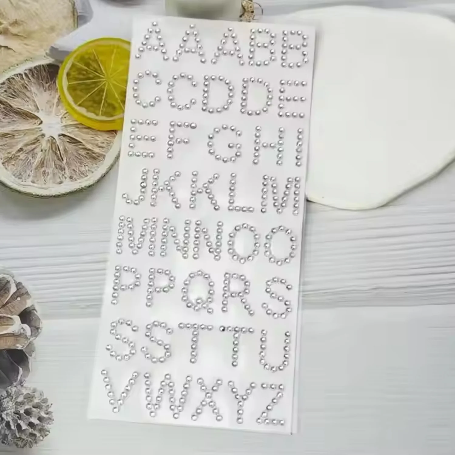 Silver Gem Letter & Numbers Stickers 1 Inch Letters, 130 Count (Pack of 6 Sheets) - Image 4