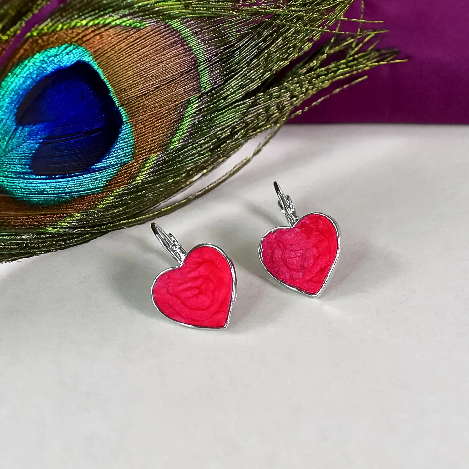 Silver Needle Big Love Stud Earrings for Women - Image 3