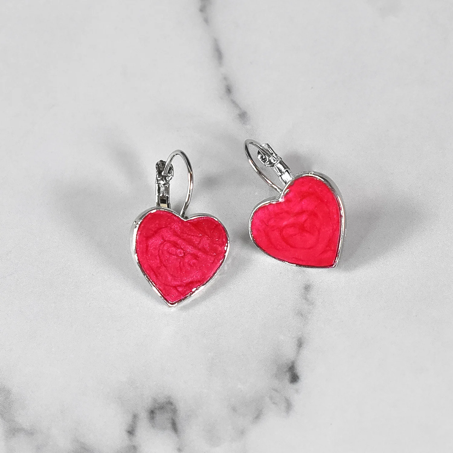 Silver Needle Big Love Stud Earrings for Women - Image 4