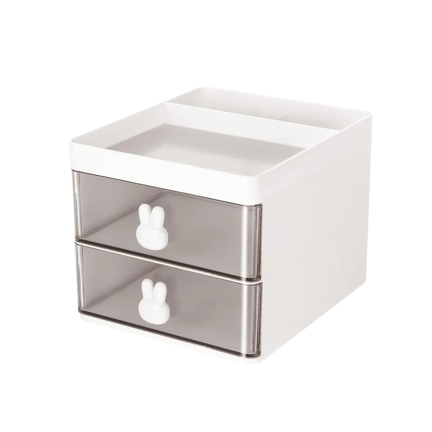 2 Layer 5 Compartment Desk Organizer with Transparent Drawer (1 Pc / 15×13×11 Cm) - Image 5