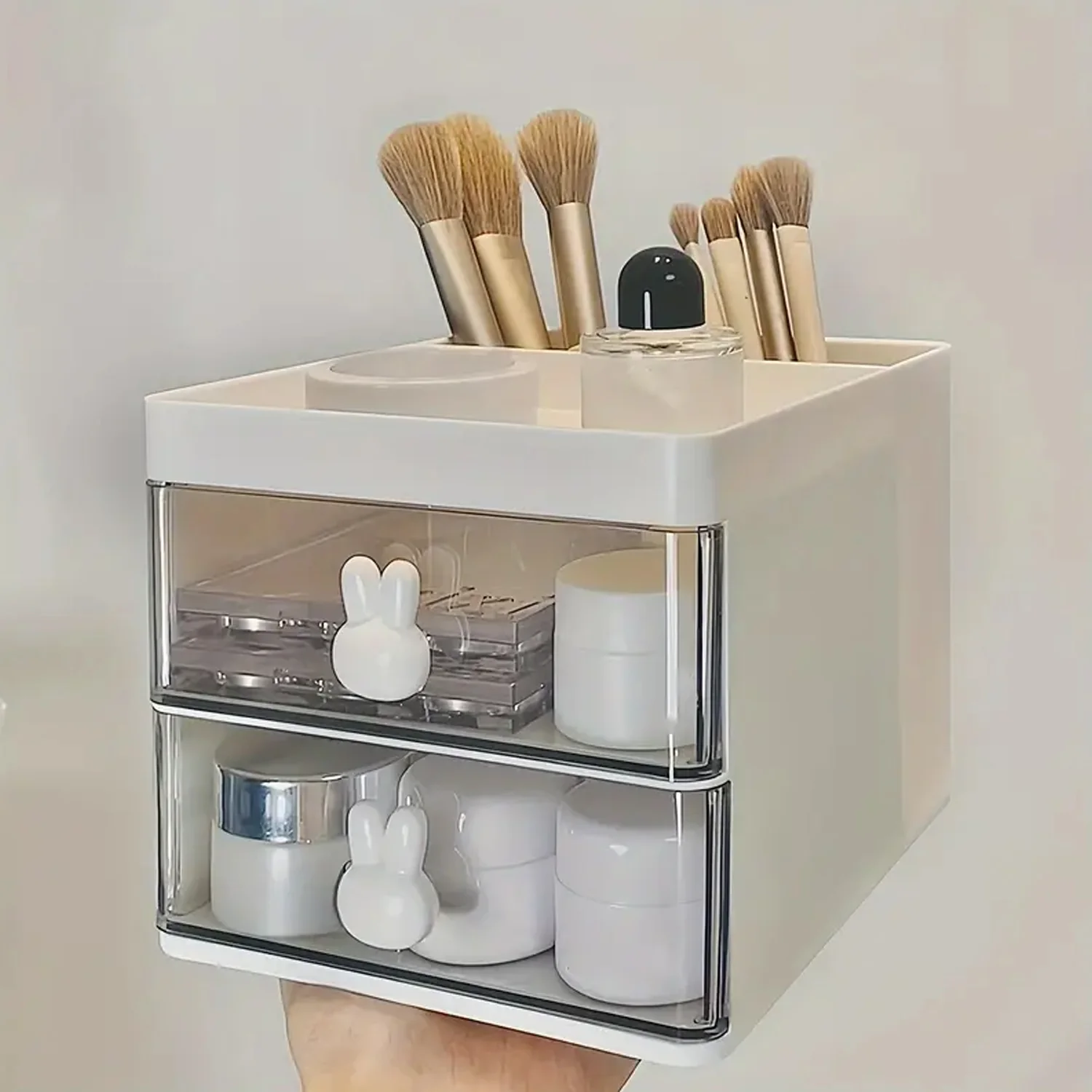 2 Layer 5 Compartment Desk Organizer with Transparent Drawer (1 Pc / 15×13×11 Cm) - Image 6