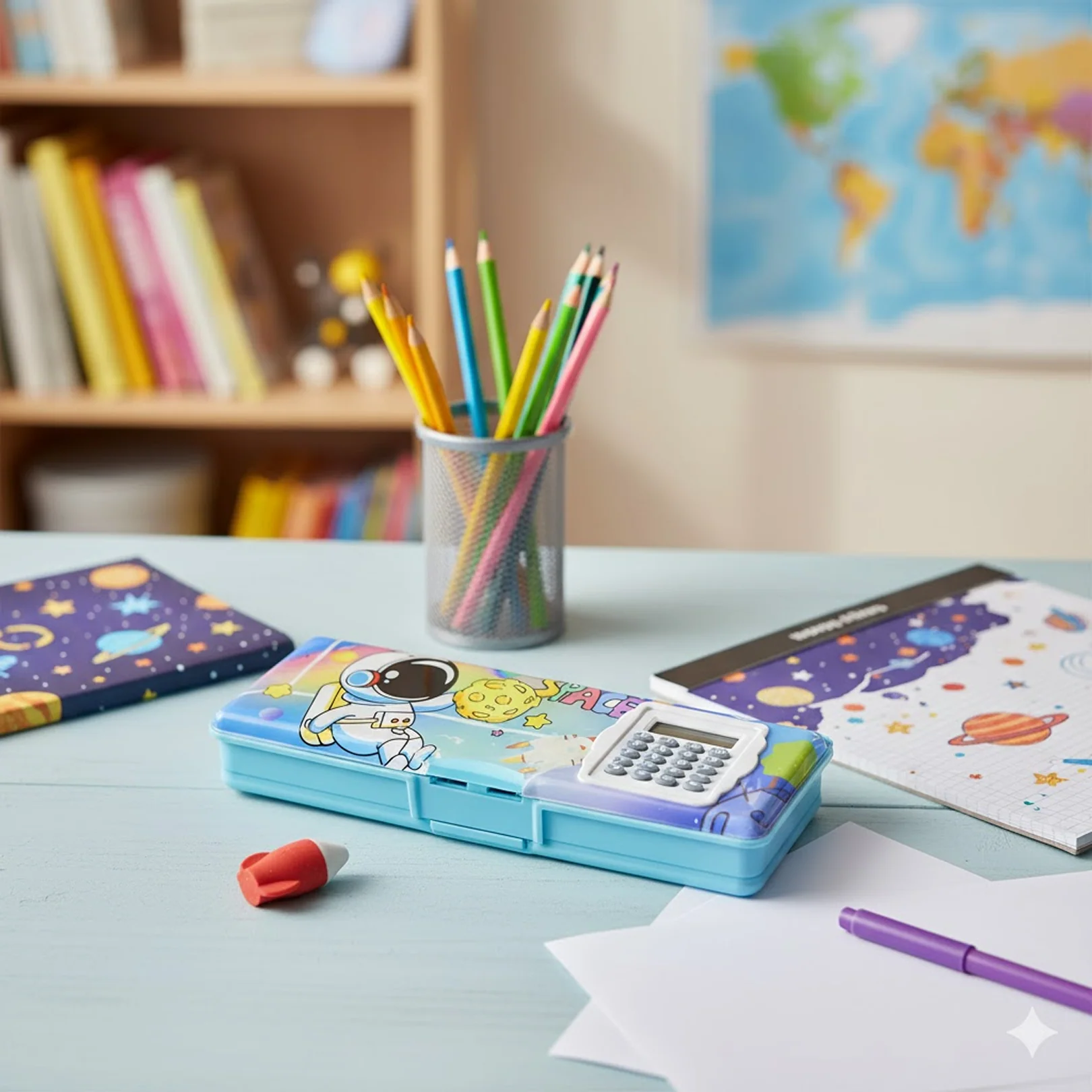 Magnetic Geometry Box - Double-Sided Pencil Case with Calculator for Students - Image 3