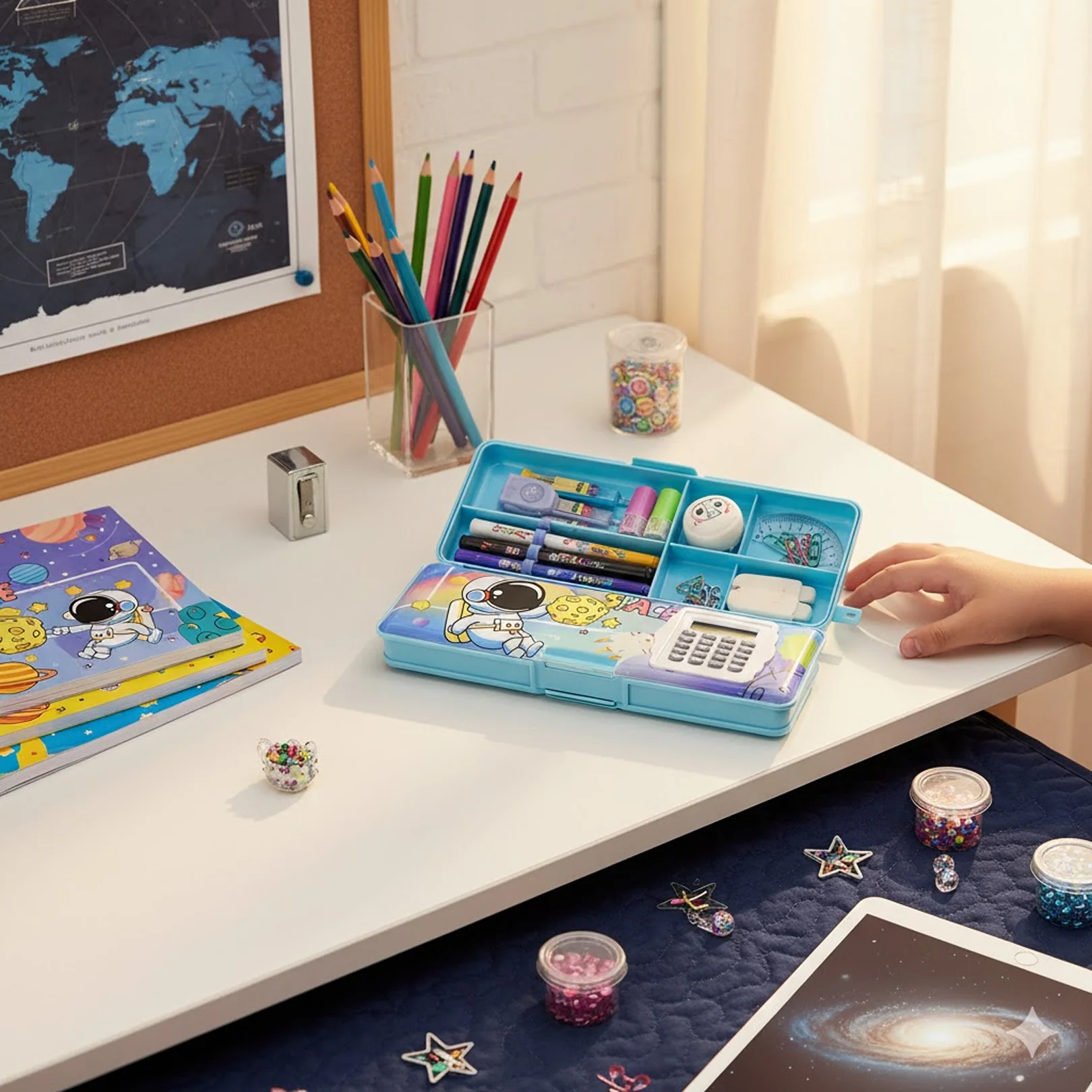 Magnetic Geometry Box - Double-Sided Pencil Case with Calculator for Students - Image 4