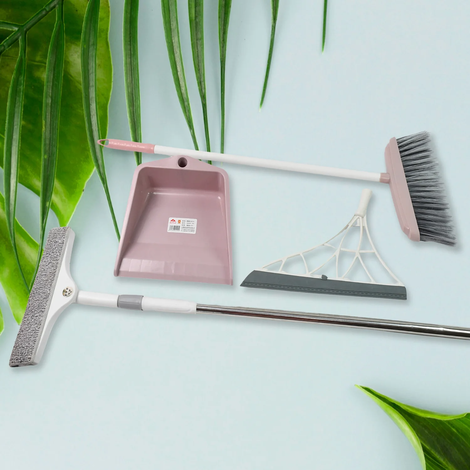 Dustpan, Kitchen Wiper, Window Cleaning Squeegee Tool & Broom Brush, (4 Pcs Combo) - Image 4
