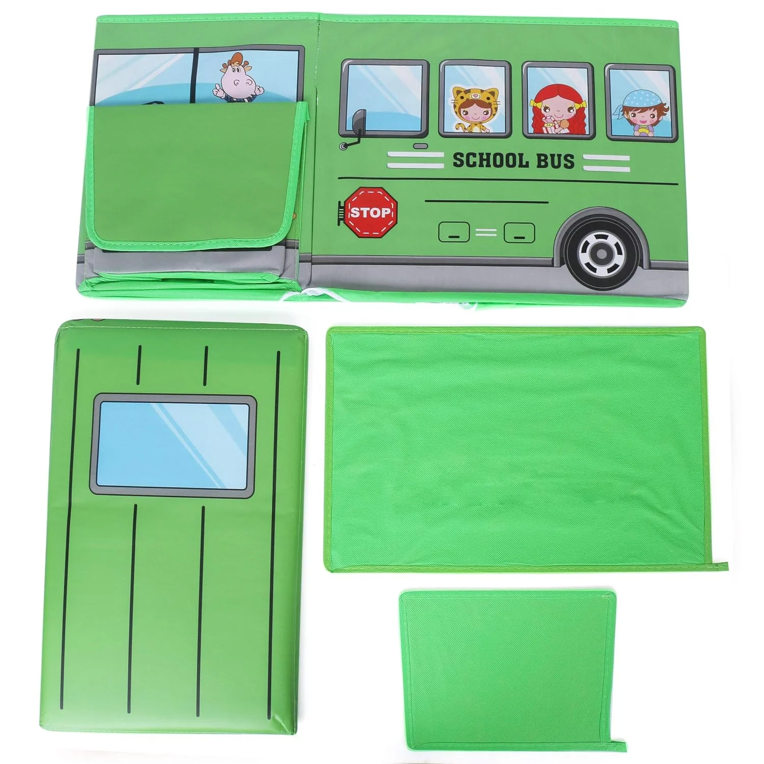 Foldable Bus Shape Toy Box Storage with Lid for Storage of Toys Basket Useful as Toy Organizer mountable Racks Surface Multipurpose Basket for Kids Wardrobe Cabinet Wood with Cloth Cover For Home Decor Books, Game, Baby Cloth (Mix Color & Design ) - Image 8