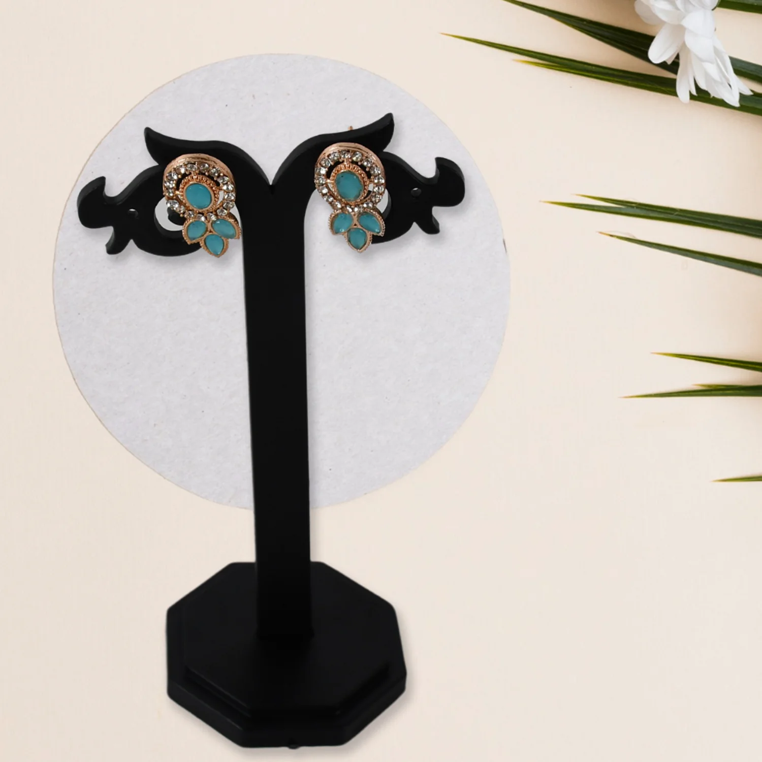 Sky Blue and White Diamond Necklace Set - Image 3