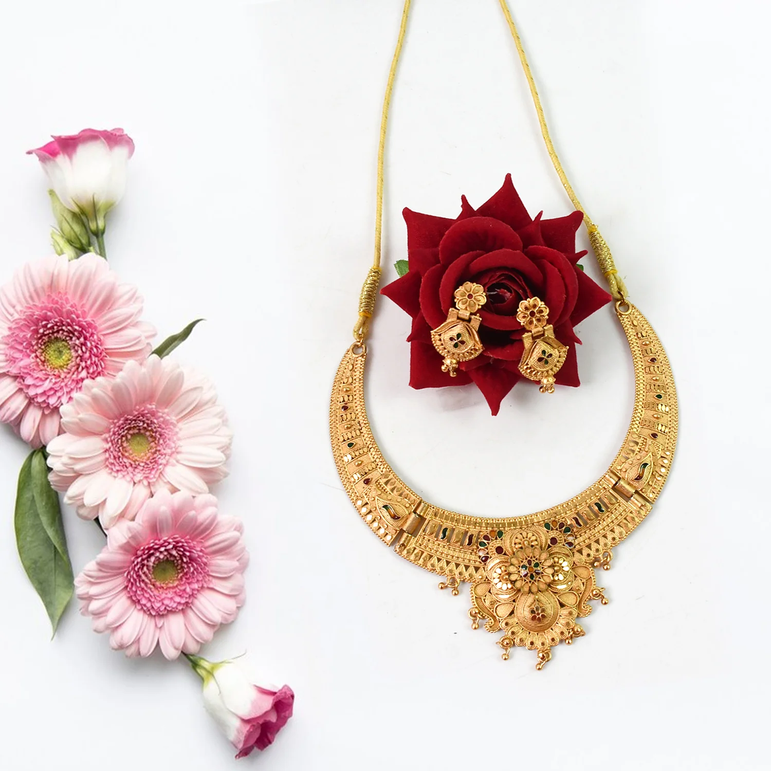 Glamorous Gold Plated Necklace Set - Shine Brigh - Image 2