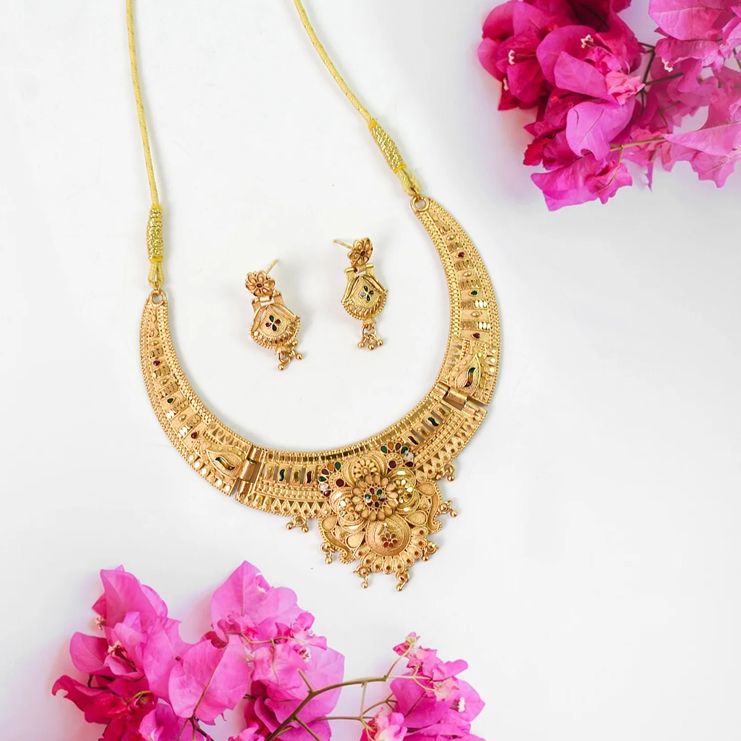 Glamorous Gold Plated Necklace Set - Shine Brigh - Image 3