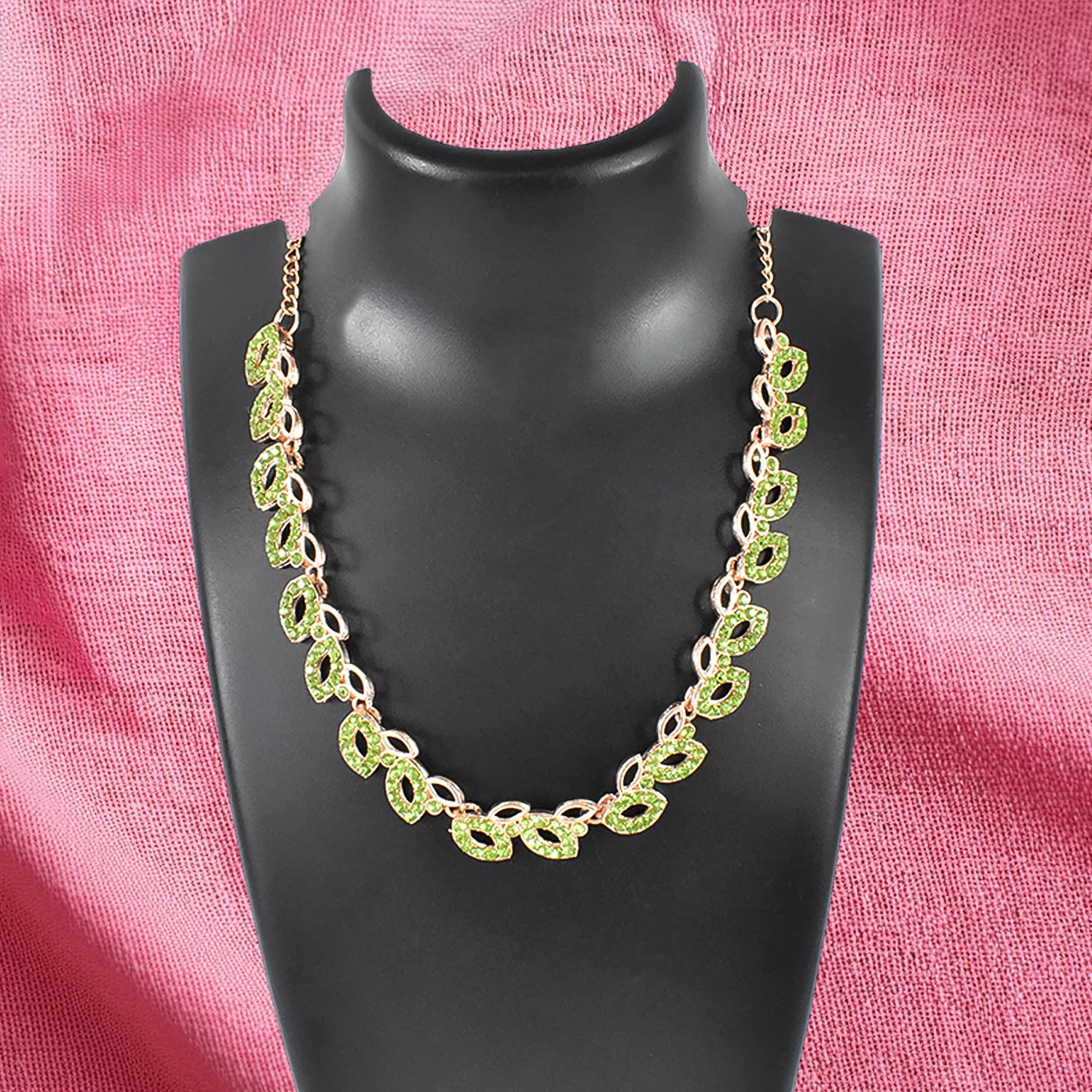 American Diamond Studded Floral Shaped Necklace With Earrings - Image 3