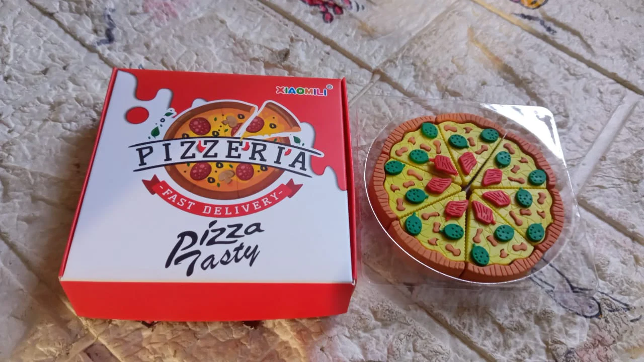 3D Pizza Slices Eraser Set – Fancy & Colorful Stationery for Kids & Gifts (7 slice) - Image 6