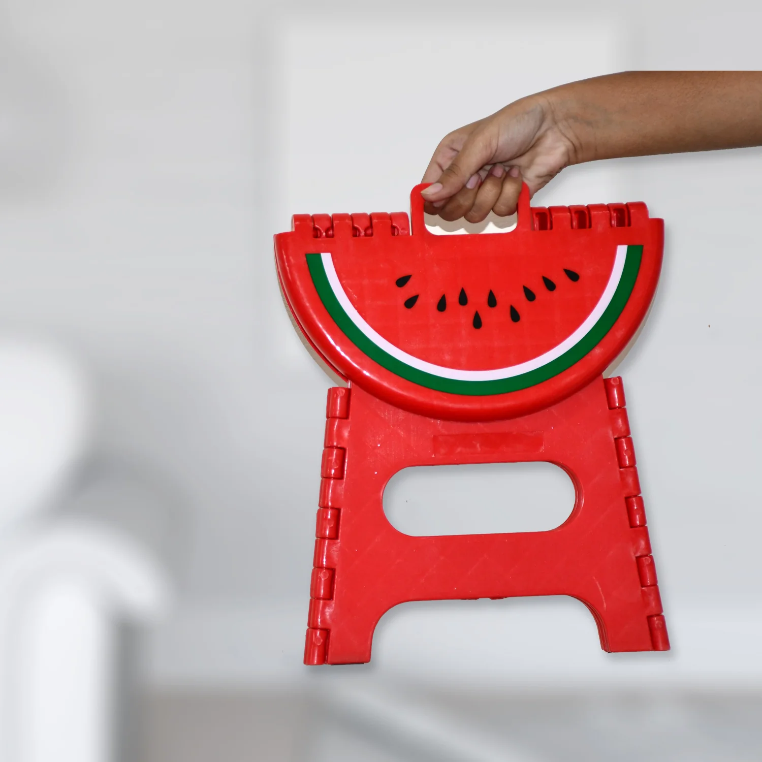 Mix Color Creative Thickening Folding Stool, Fruit Pattern Plastic Low Stool for Kindergarten Small Bench Hinge Handle Design,Learn Game Children's Kids Table Indoor Household Children's Chair Lightweight - Image 3