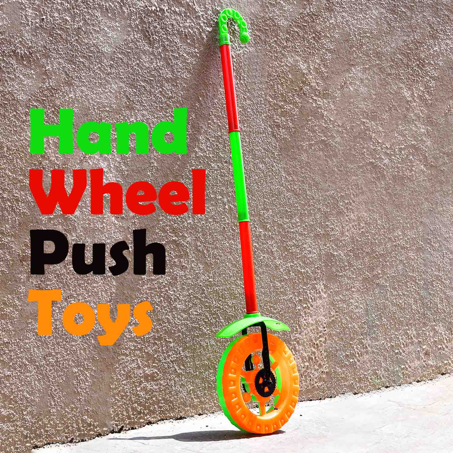Plastic Single Wheel Push Run toy handle and two lights on wheel. push toy for Kids - Image 5