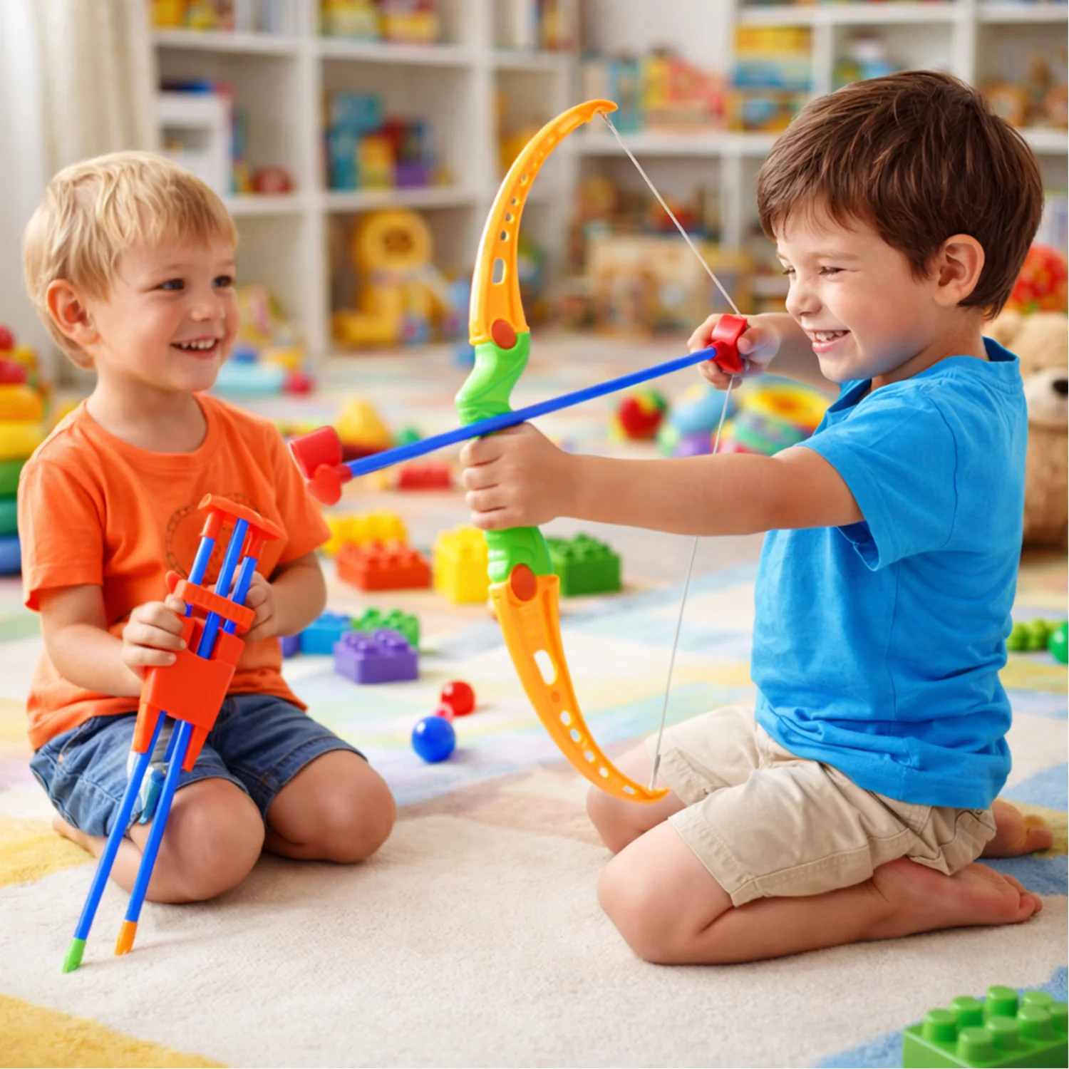 Plastic Archery Bow Arrow Toy Set with single knife and 3pc Arrow and Target Board - Image 3