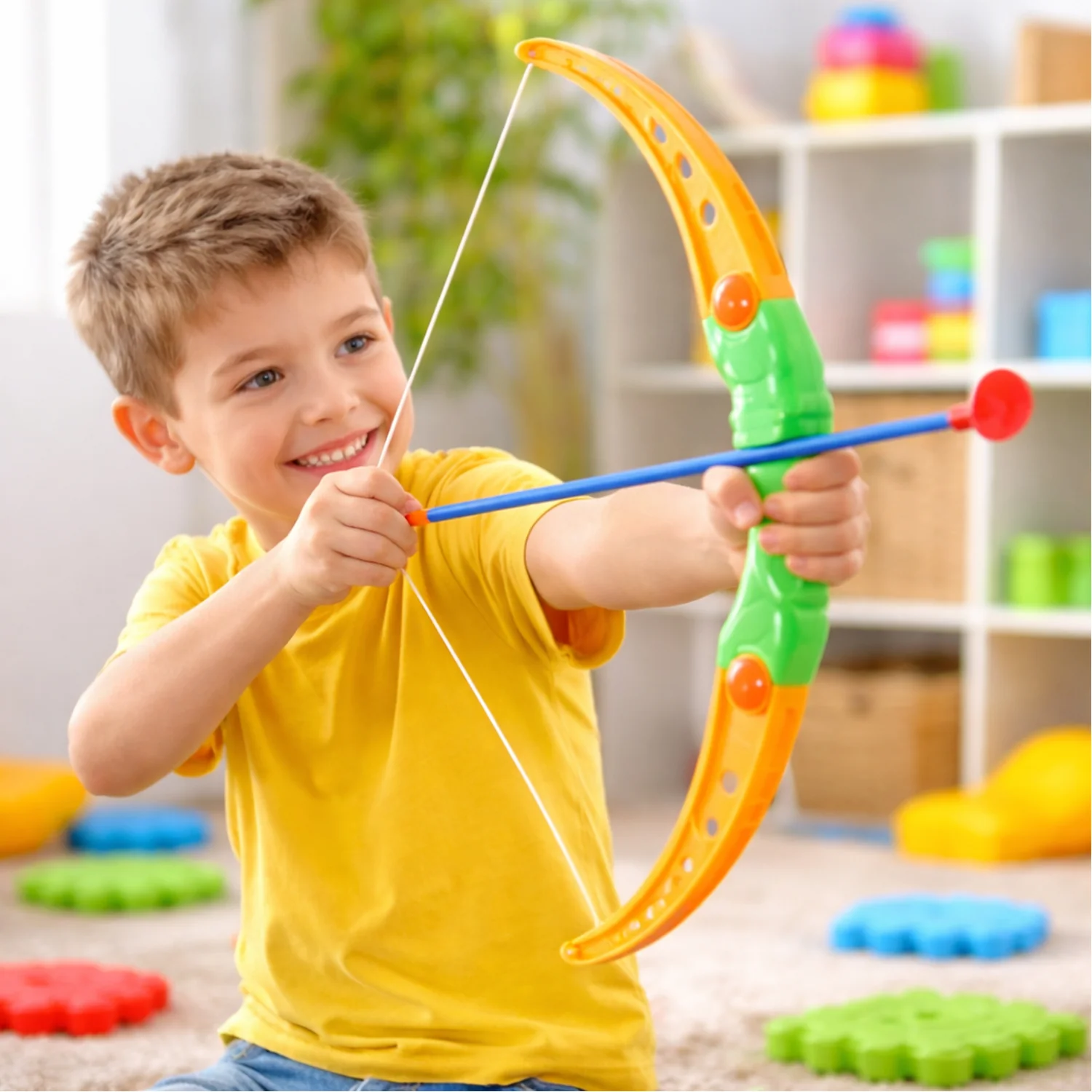 Plastic Archery Bow Arrow Toy Set with single knife and 3pc Arrow and Target Board - Image 5