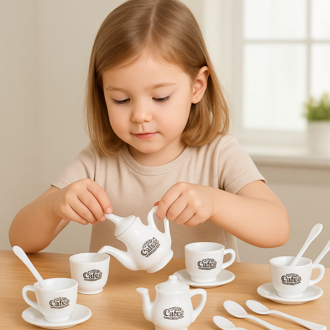 Tickles Tea toy Set | Coffee Kitchen Plastic Set (14 Pcs / Mix Size & Design) - Image 3