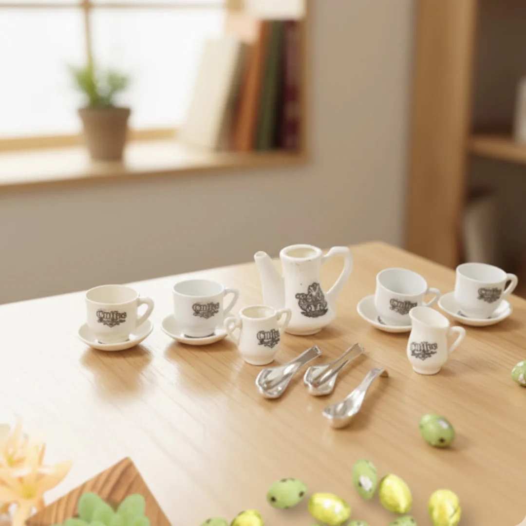 Tickles Tea toy Set | Coffee Kitchen Plastic Set (14 Pcs / Mix Size & Design) - Image 4