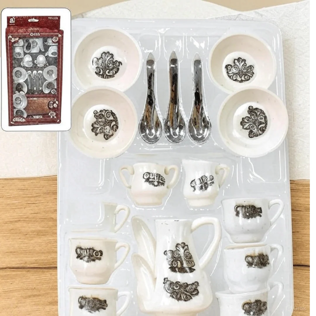 Tickles Tea toy Set | Coffee Kitchen Plastic Set (14 Pcs / Mix Size & Design) - Image 5