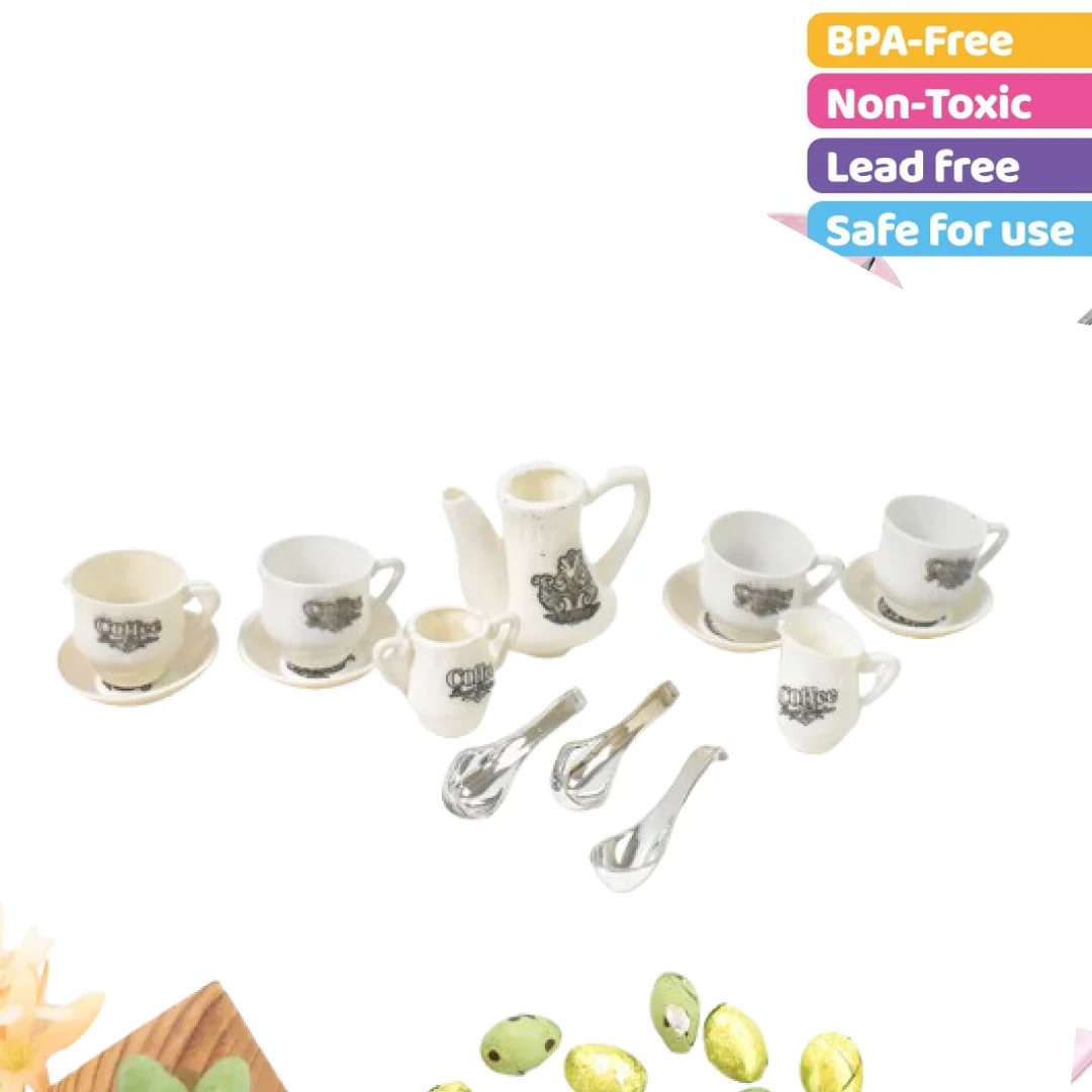 Tickles Tea toy Set | Coffee Kitchen Plastic Set (14 Pcs / Mix Size & Design) - Image 6