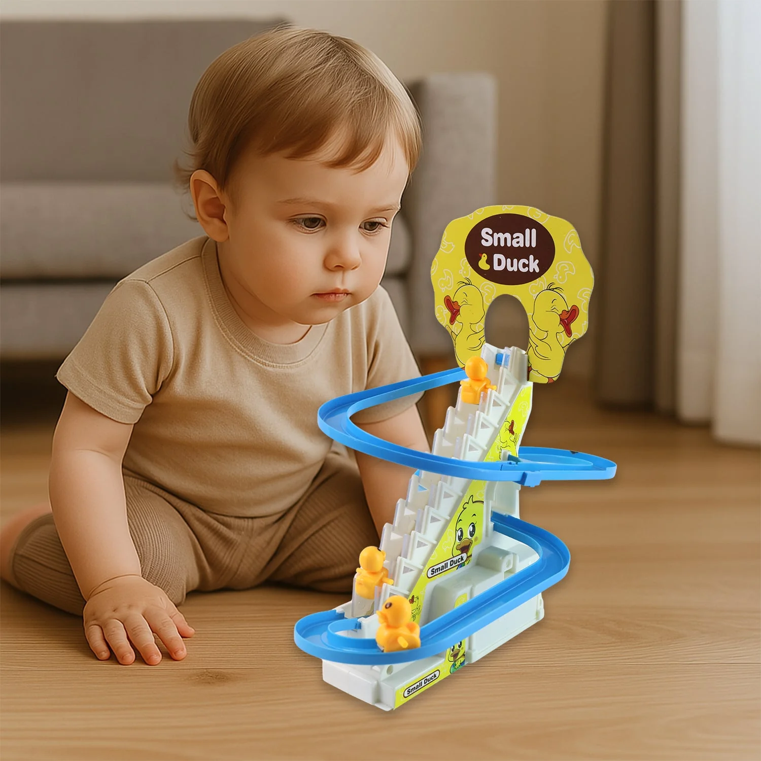 LALA Small Duck Climb Stairs Toy Roller Coaster Flashing Lights & Music (3 Ducks) - Image 7