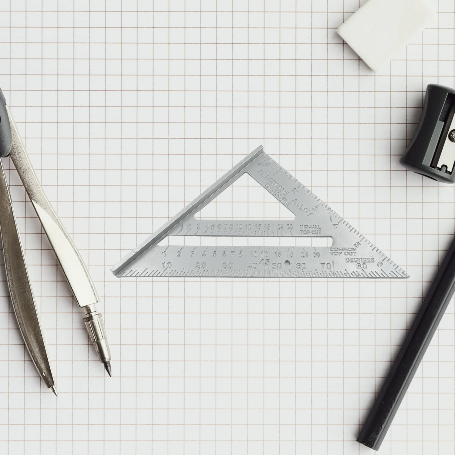 Double-Sided 45° Triangle Ruler – 7-Inch Aluminum Alloy Rafter Square for Home Use - Image 5