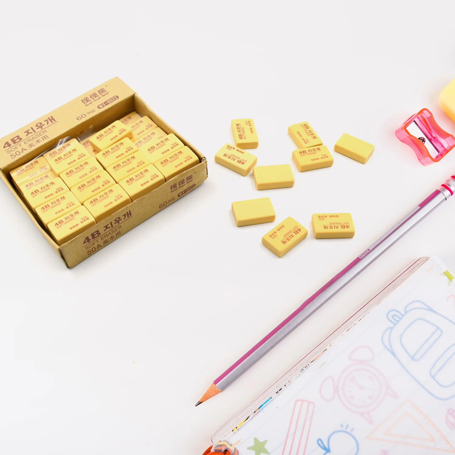 Pencil Eraser Professional 4B Drawing Eraser Art Soft Eraser for (60 Pc Pack) - Image 5