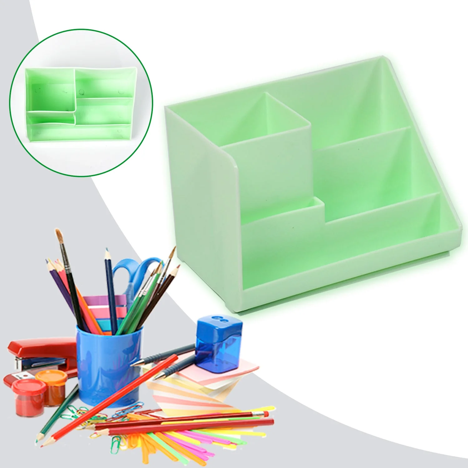 Stationery Holder Desk Organizer Space Saver Pen Stand Multi Compartments Holder - Image 7