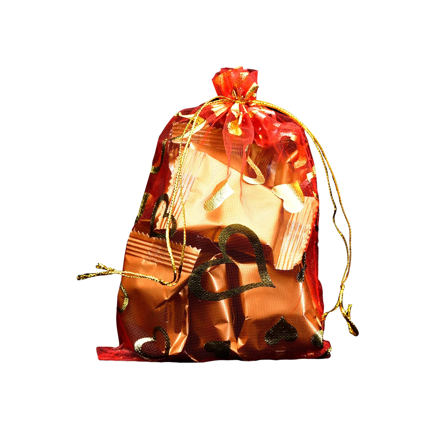 Net Fabric Drawstring Pouch – Organza Shagun Potli for Dry Fruits (Mix Sizes & Design) - Image 4