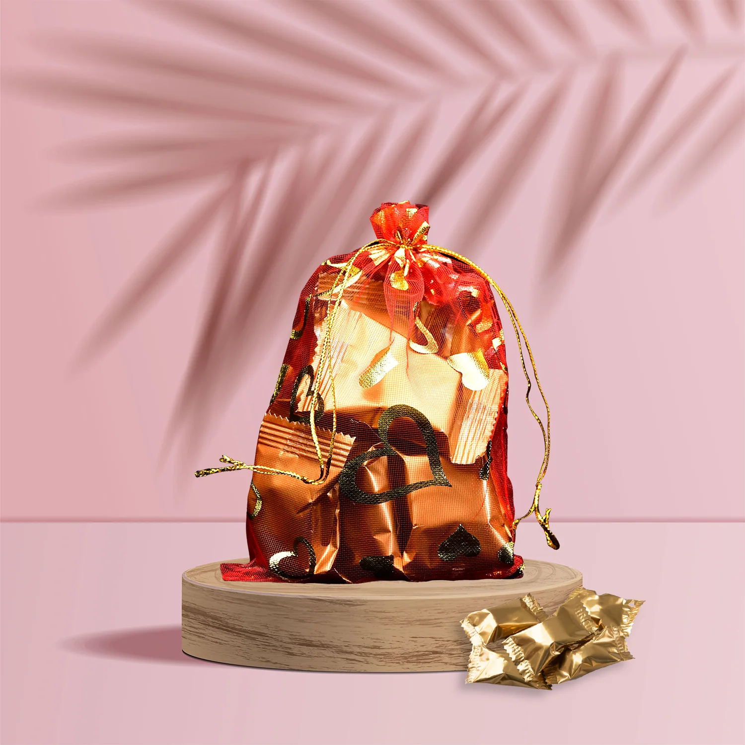 Net Fabric Drawstring Pouch – Organza Shagun Potli for Dry Fruits (Mix Sizes & Design) - Image 6