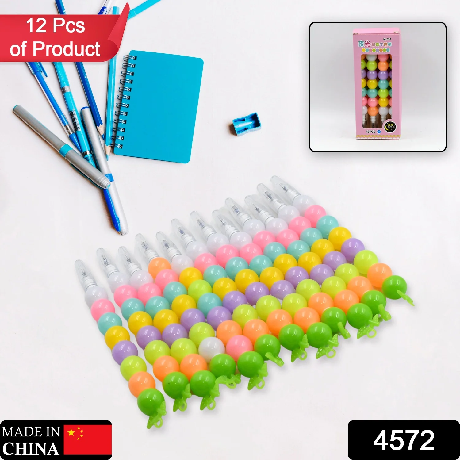 Pearls Pen Set – Multicolor Non-Sharpening Moti Gel Pens for Kids (12 Pc Set) - Image 2