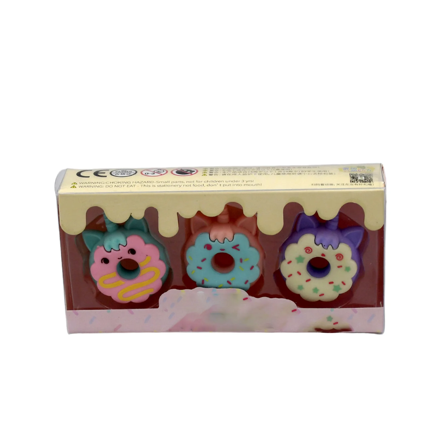 Tree Small Sized Cartoon Themed Non-Toxic Donut Erasers, School Stationery  (3pc Set) - Image 4