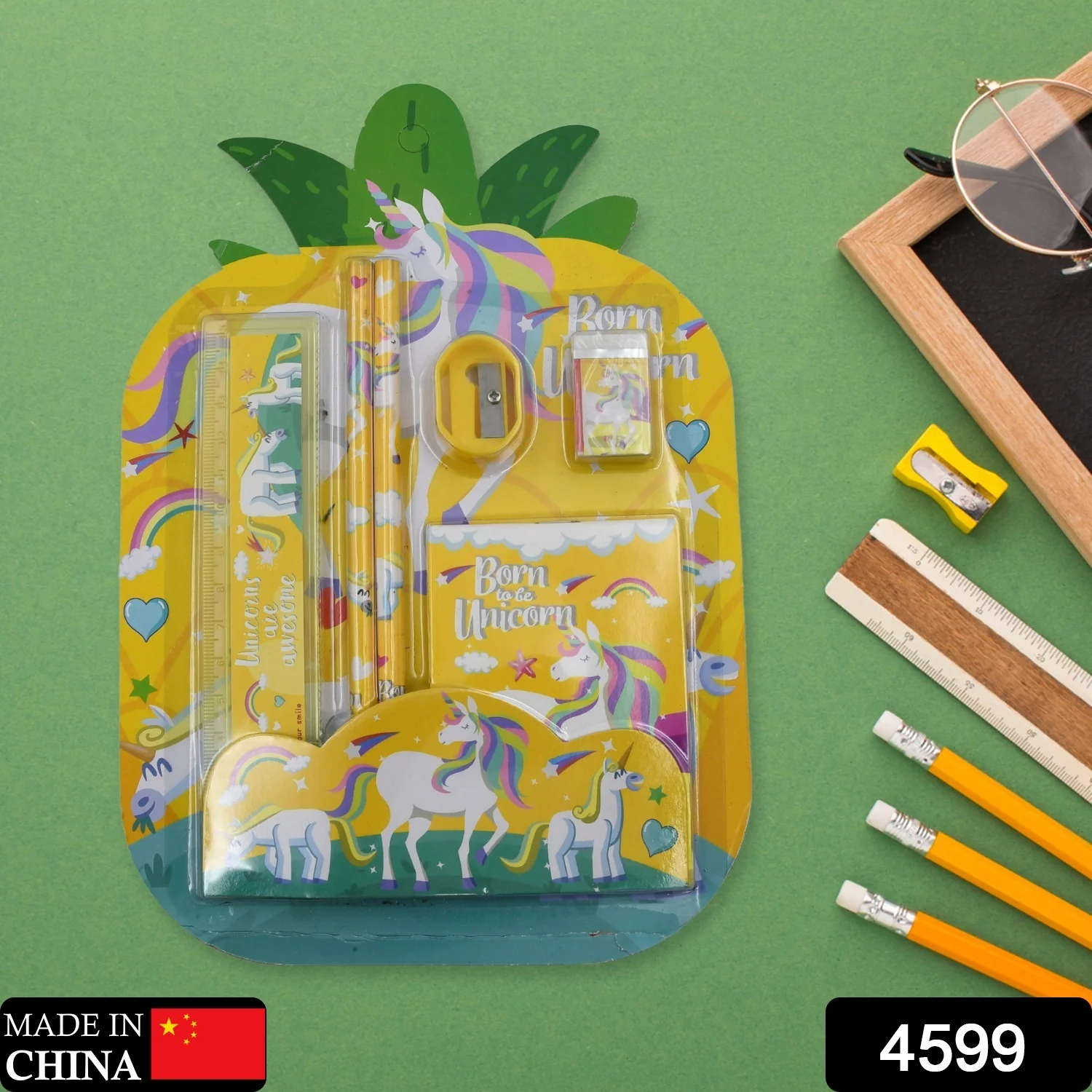 Stationery Set for School & Office with Pencil & Ruler (Gift, 6 Pc) - Image 2