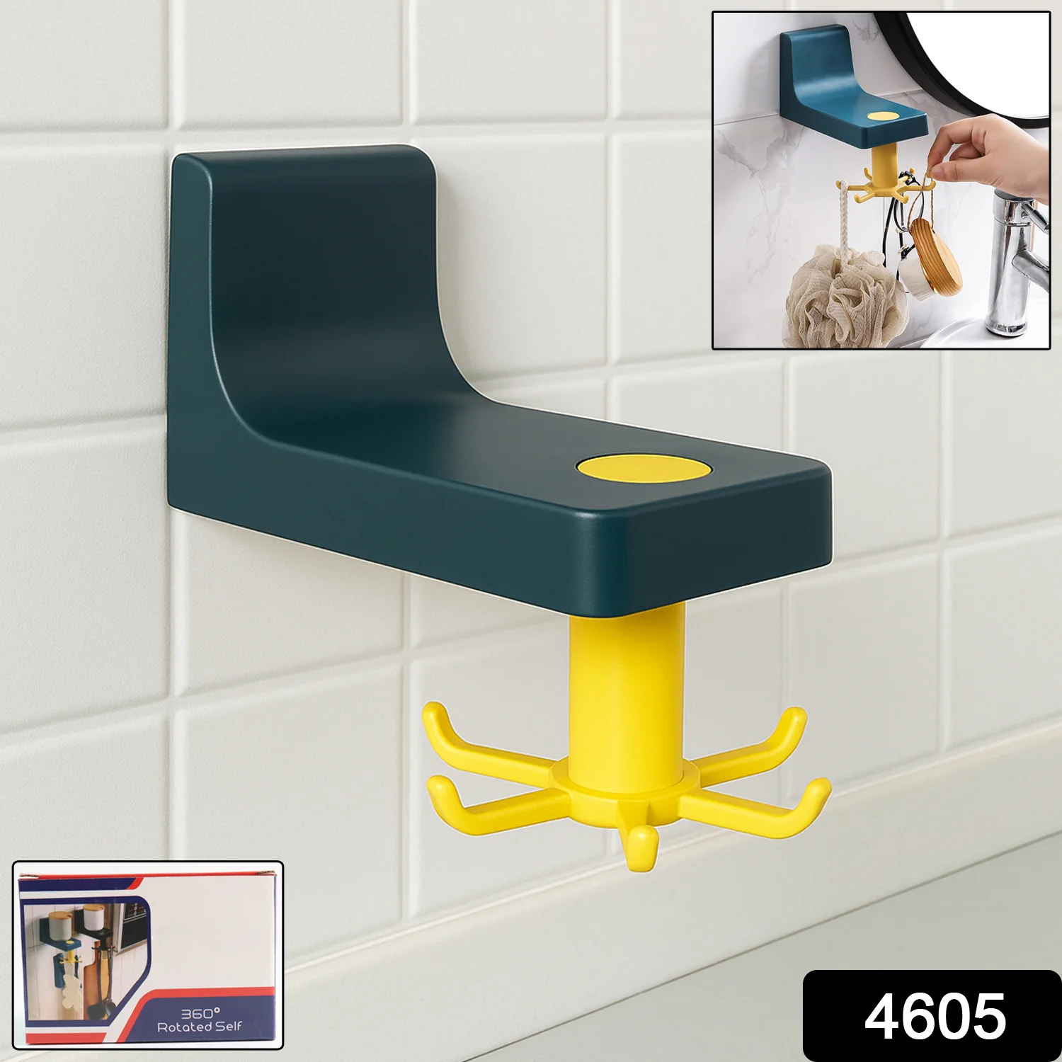 360 Degree Rotating Wall Hook Hanger with 6 Heavy Duty Hooks - Image 2