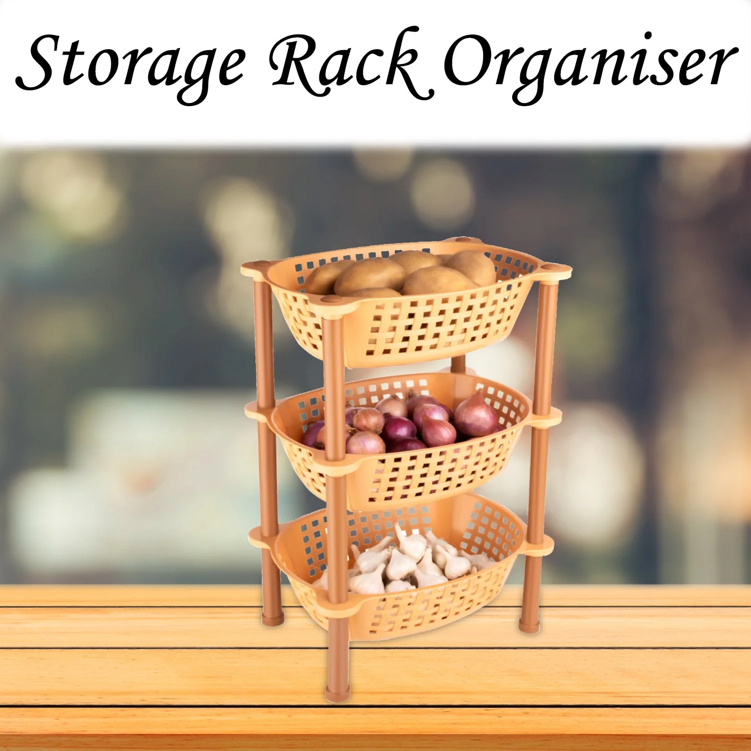 Multipurpose Plastic Storage Rack Organiser, Diwali - 3 pcs - Image 3
