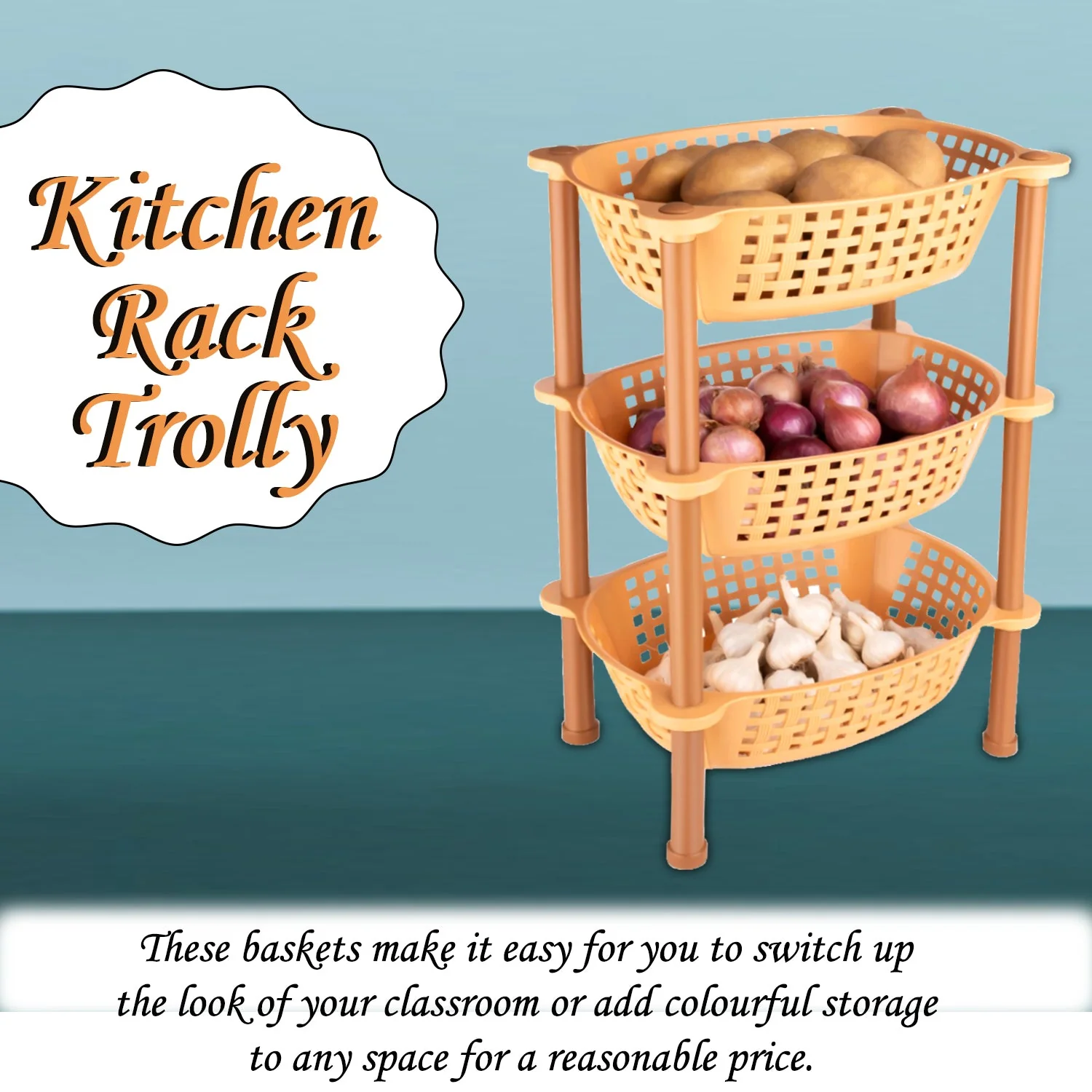 Multipurpose Plastic Storage Rack Organiser, Diwali - 3 pcs - Image 5